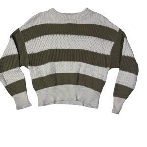A New Day Olive and Cream Striped Women's Sweater
